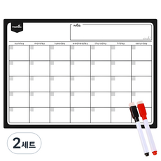 Happy&Mall磁鐵月曆板+麥克筆 2支組, 2세트, 혼합색상