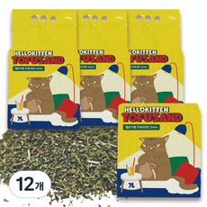 헬로키튼 초미세 고양이 두부모래 1.5mm, 2.5kg, 12개, 무향