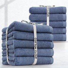 COTTON CLOUD 30支精梳棉飯店毛巾 170g, 深藍色, 10入