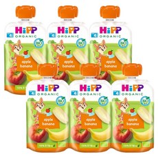 힙 유기농 과일 이유식, 혼합맛(사과/바나나), 100g, 6개