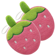 可愛造型溫和柔軟沐浴球, 草莓, 2個, 1入