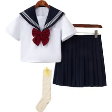 CANTAUNIVERSE 女款百褶短袖水手服套裝