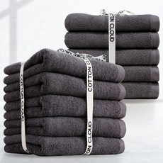 COTTON CLOUD 30支精梳棉飯店毛巾 170g, 深灰色, 10個