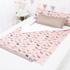 Coney Island 兒童四季超細纖維午睡墊被枕組+防水收納袋(隨機出貨), 粉色小狗款