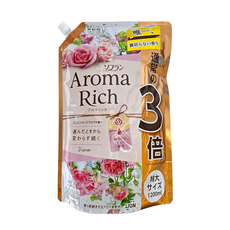 LION 獅王 Aroma Rich 衣物香氛柔軟精 特大補充包 粉色 - 防靜電 清新潔淨 蓬鬆柔軟, 1.2L, 1包