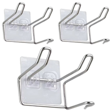 小倆口居家 無痕不鏽鋼吹風機架 掛架 附無痕掛勾 3個, 不鏽鋼, 1組