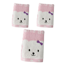 Gemini 双星毛巾 美國棉星空小熊系列 毛巾套裝 雙色緹花+32支雙股紗織造 Cotton USA商標, 粉色, 3條