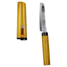 SUNCRAFT 川嶋 水果刀 方型 刀刃不鏽鋼 附刀蓋, 木紋色 + 銀色, 1支