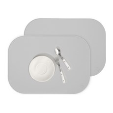 하루의공간 라운드 실리콘 식탁 매트, 그레이, 43 x 30 x 0.2 cm, 2개