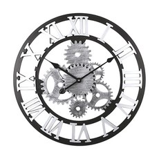 iINDOORS 英倫家居 工業風設計時鐘 60 x 60 x 5cm 1.8kg, 銀色齒輪