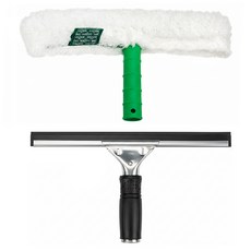 UNGER 安佳 玻璃洗窗工具組 玻璃刮刀25cm + 兔毛洗窗器, 1組, 黑色 + 綠色 + 白色