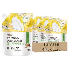 Tamsaa 小蘇打蔬果碗盤清潔液 補充包, 1.2L, 3包
