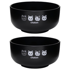田中箸店 貓咪日式寬口碗 130 x 130 x 62mm, 2個, 黑色