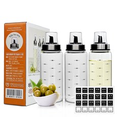 mir 耐熱玻璃油瓶 300ml 3入+標籤貼, 1組