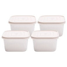 데일리픽 사각 물빠짐 과일 야채 보관 용기 베이지 4P, 4개