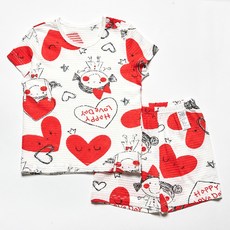 유니프랜드 여아용 통기성 오가닉 쟈가드 변화지 5부내의 상하의 세트