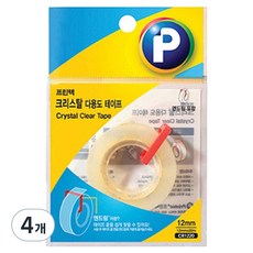 프린텍 크리스탈 다용도 테이프 리필 12mm x 20m + 엔드링, 4개