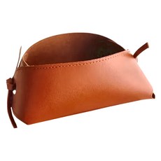 綁帶皮革收納盒 17x12x7cm 人造皮革, 栗子棕, 1個