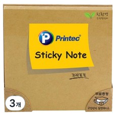 프린텍 파스텔 스티키노트 76x76mm, 크라프트, 100매, 3개