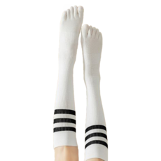 PORA BELLA 女款條紋五指運動壓力襪 X011, 白色, EUR 35~39碼