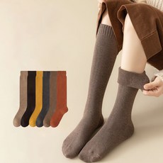 구냥씩 여성용 따뜻한 기모 보온 니삭스 6켤레 세트