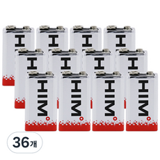 HIM 鹼性電池 9V, 1入, 36個