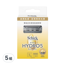 Schick 舒適牌 水次元5 天然刮鬍刀頭 5刀片, 4個裝, 5盒