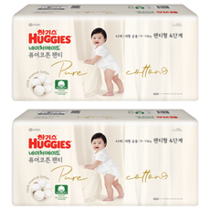 하기스 네이처메이드 퓨어코튼 순면 팬티형 기저귀 남여공용, 4단계, 84매