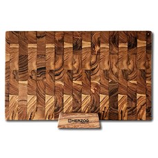 HERZOG PFANNEN 柚木端木紋砧板 + 雨豆木砧板架, 原木色(棕色), 1個