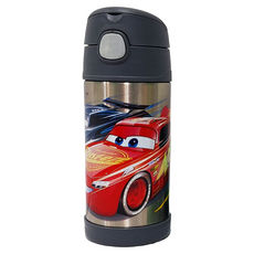 THERMOS 膳魔師 不鏽鋼真空保冷瓶 Cars3 競賽篇 F4018CR6, 採用304優質不鏽鋼, 可裝入冰塊, 附贈可拆卸吸嘴吸管, 閃電麥坤, 360ml, 1個