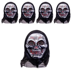 LivingDA 裝扮用黑色面具頭套 5入組, 顱骨