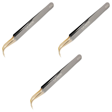 優質睫毛鑷子 E04 彎曲型, 單色, 3個