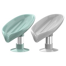 JK商店 奢華樹葉造型肥皂盒 2入組, 灰色, 薄荷綠, 1套