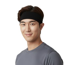 몽블랙 남자 여자 땀흡수 마라톤 헬스 런닝 운동 스포츠 헤어밴드 ST4, BLACK, 1개