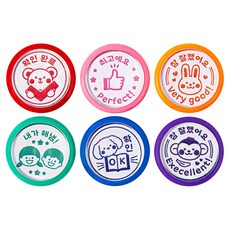 comet 基本款 教師鼓勵印章 6款組, 紅色、粉紅色、橘色、薄荷色、藍色、紫色, 1組