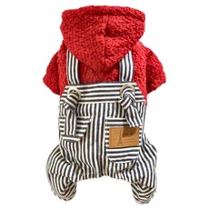 SassyDog 條紋四腳連身裝, 紅色, 1件