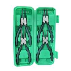 7吋膠柄彈簧鉗 卡簧鉗 四件組 (直頭/彎頭),附收納外盒，PVC止滑握柄，握感佳 容易施力, 1組