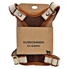 AUSKOMMEN 奧斯克曼 貓咪X型胸背帶 提把款 雙色織帶設計, 咖啡色, S(28~43cm), 1個