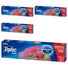 Ziploc 密保諾 密實袋, 大(26.8 x 27.3cm), 20個, 4盒