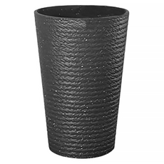 Pochebene 石材質感塑膠圓形花盆, 1個, 黑色