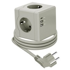 econer 方塊型露營用3孔USB C型充電大容量延長線, 1個, 灰色