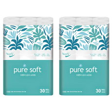 blondy 純淨柔軟天然紙漿3層捲筒衛生紙, 2個, 30m, 30入