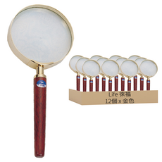 Life 徠福 花梨木高倍率放大鏡 3" 金色, 12個