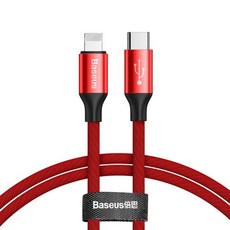 Baseus 倍思 1.5A USB-A-Lightning 藝紋快速充電傳輸線, 紅色, 3m, 1條