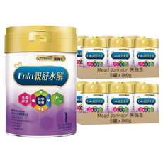 Mead Johnson 美強生 親舒部分水解1號蛋白嬰兒配方奶粉 0~12個月, 800g, 1罐, 12罐