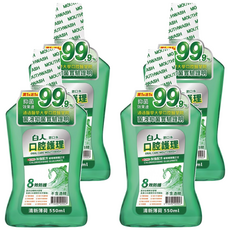 白人牙膏 清新薄荷漱口水 1 + 1 不含酒精, 550ml, 2瓶, 2組