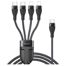 yesido 4合1 USB充電線 4A, 黑色, 1條
