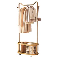 와이홉 이동식 고양이귀 코트걸이 수납 행거, 싱글 골드