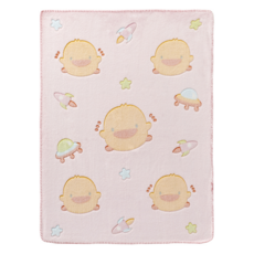 PiYOPiYO黃色小鴨 太空冒險珊瑚絨四季毯 精緻包裝 輕柔細緻又保暖 可愛立體小鴨設計, 粉, 1件