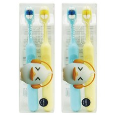 RAOYI 馬卡龍色幼兒小頭超細萬毛軟毛牙刷盒裝 軟毛呵護 清潔口腔, 藍色、黃色, 2支, 2組